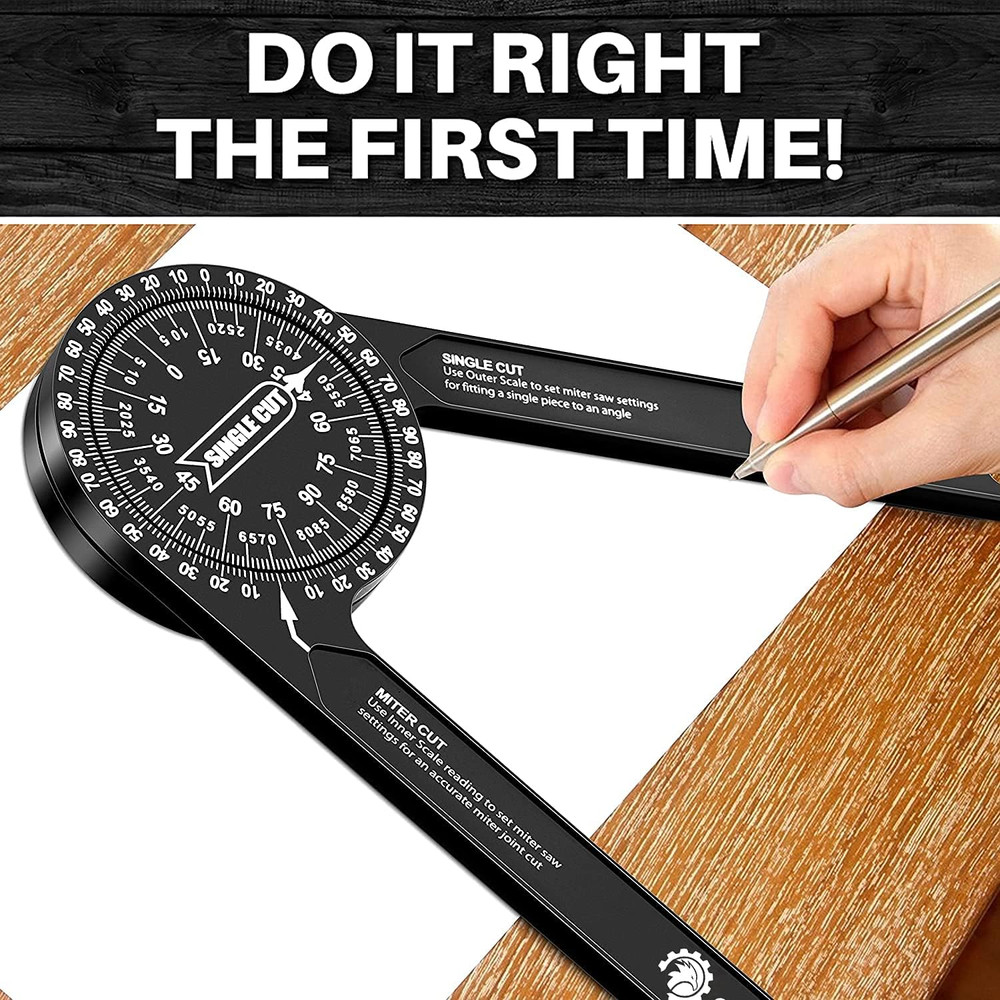 Miter Saw Protractor|7-Inch Aluminum Protractor Angle Finder Featuring Precision