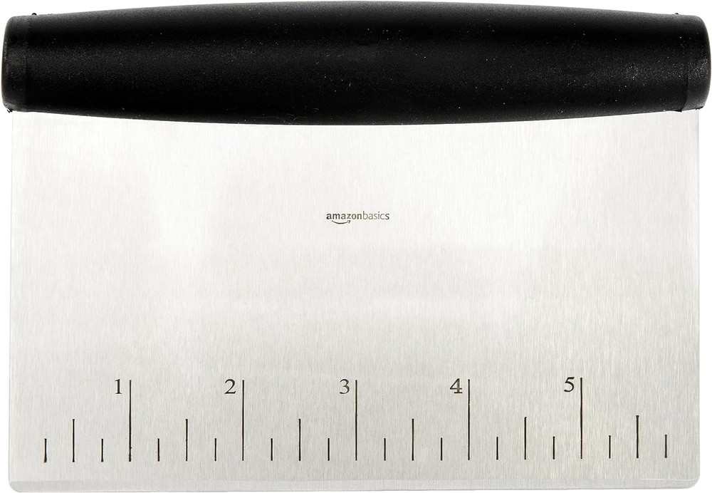 Versatile 6" Stainless Steel Scraper/Chopper with Comfortable Grip, Black/Silver