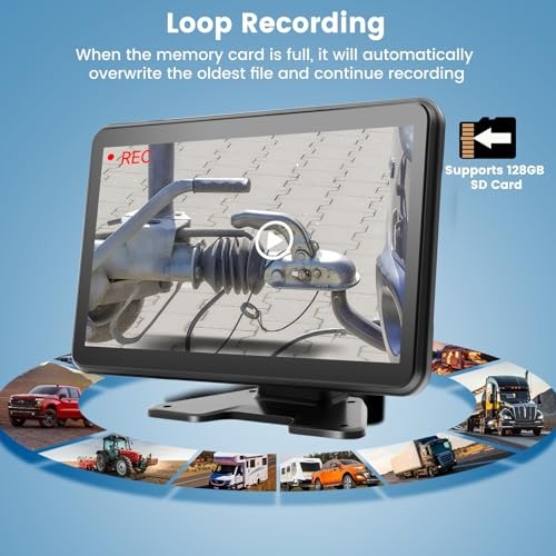 4 Wired Backup Camera System: 10.1" 1080P Touch DVR Recording Quad Split