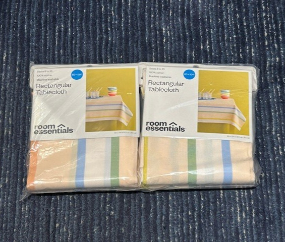 Rectangular Table Cloth 60" x  104"- Multi color stripe by Room Essentials-Qty 1