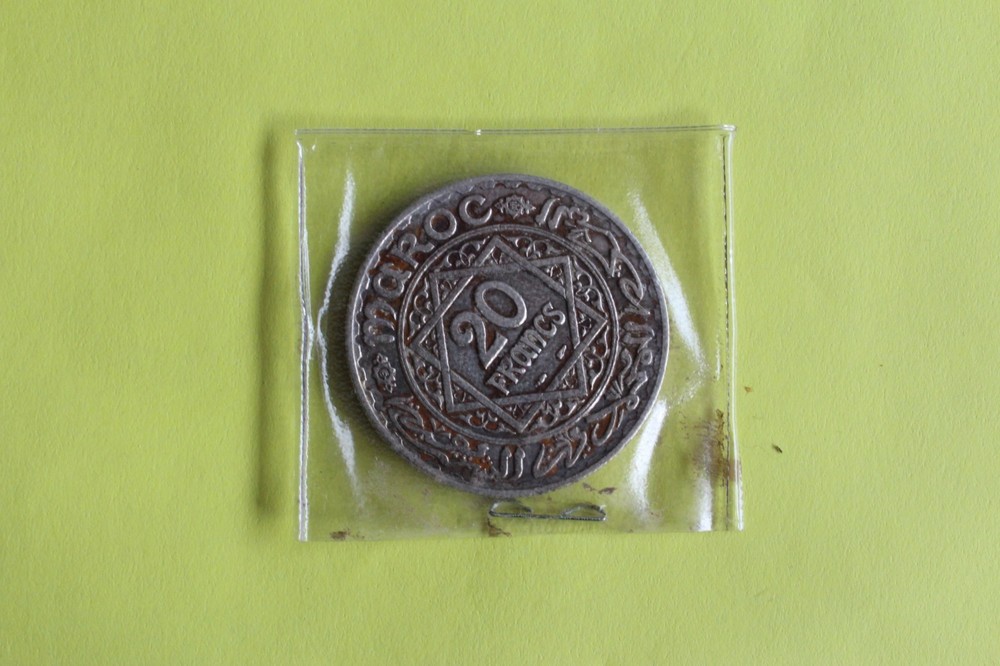 1347 MOROCCO 20 FRANCS SILVER COIN