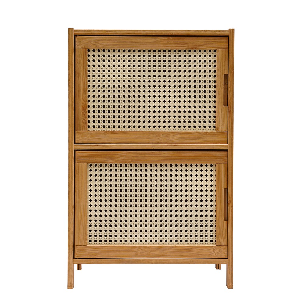 End Side Bedside Table Nightstand Sideboard w/ Rattan Decorated Drawers Storage