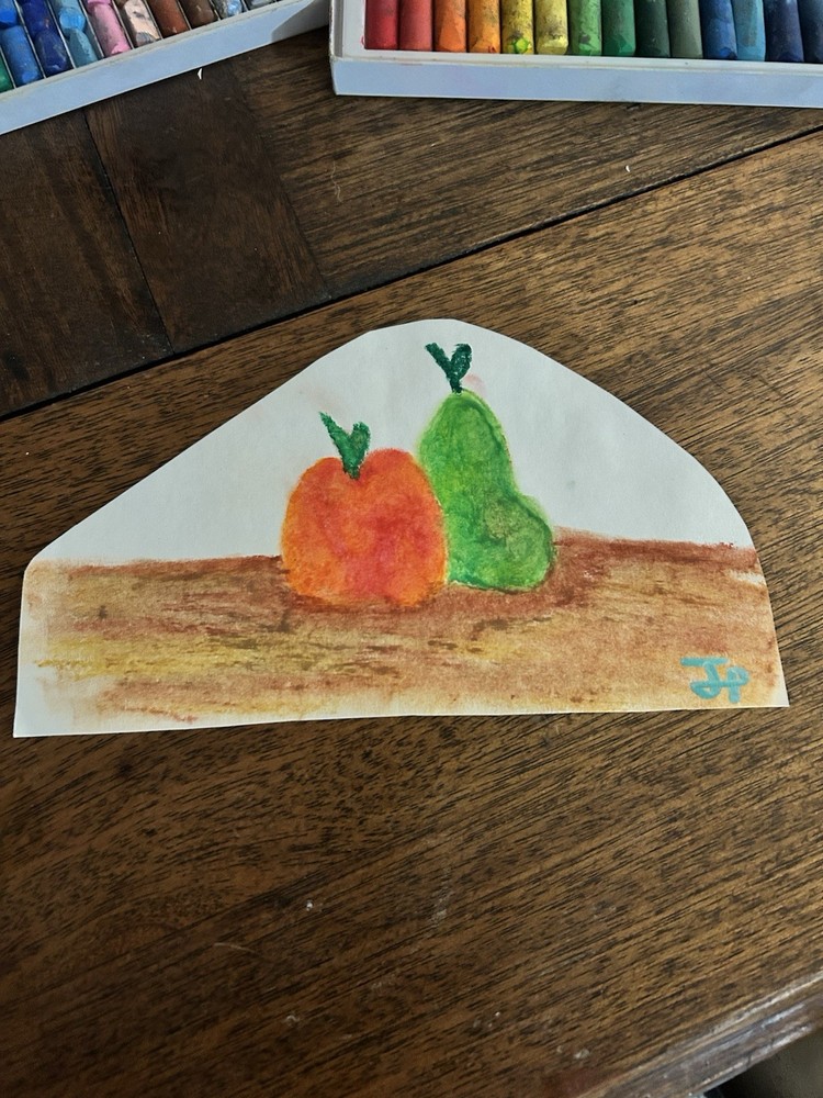 Fruit Drawing Artwork on Paper Using Multicolor Soft & Hard Artists' Pastels
