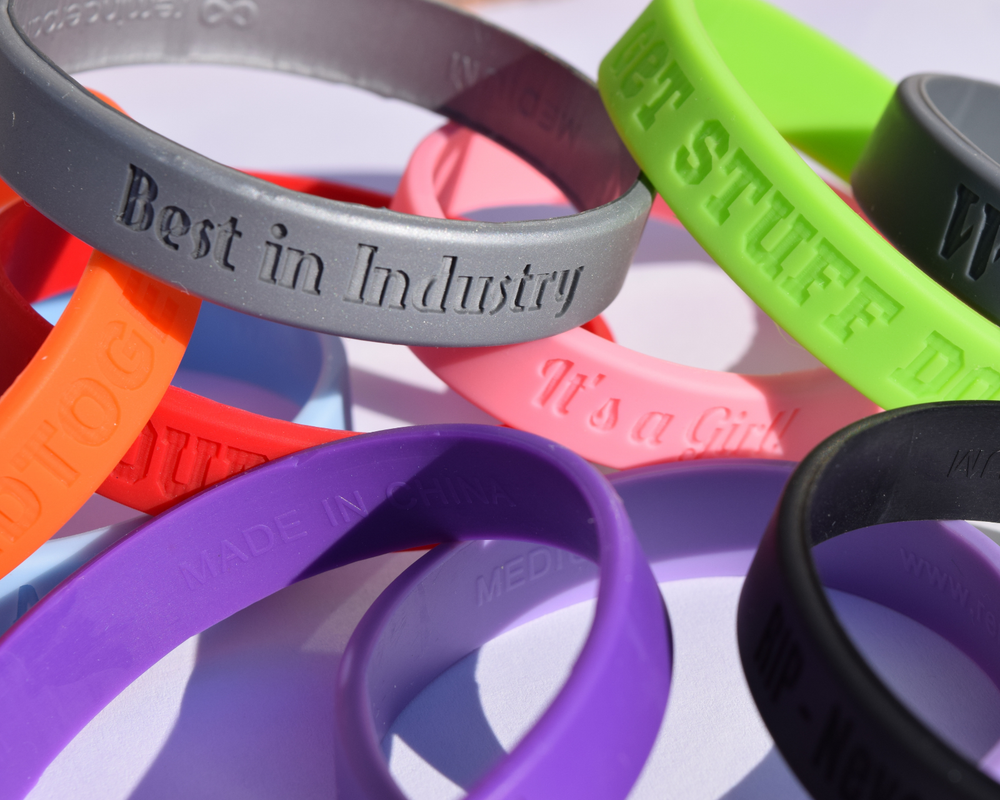 Classic Custom Debossed Silicone Wristbands - Personalized Rubber Bracelets