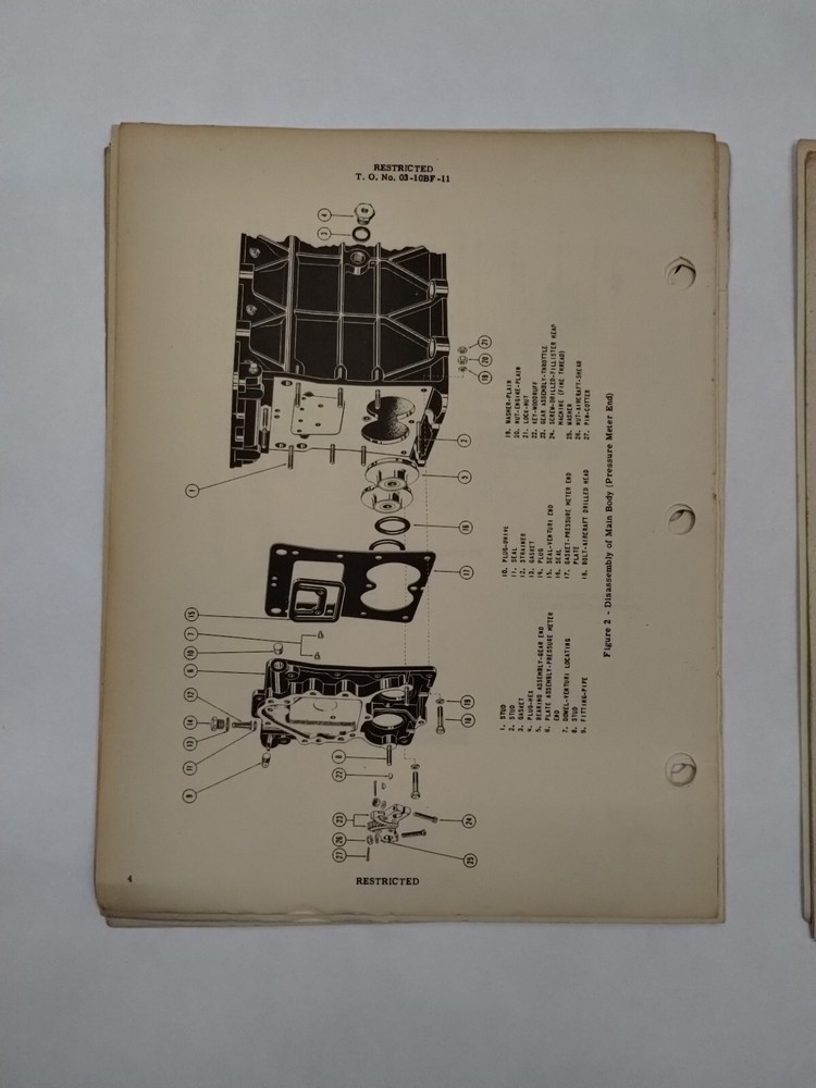Chandler-Evans Model 58CPB-4 Carburetors Technical Orders-Original