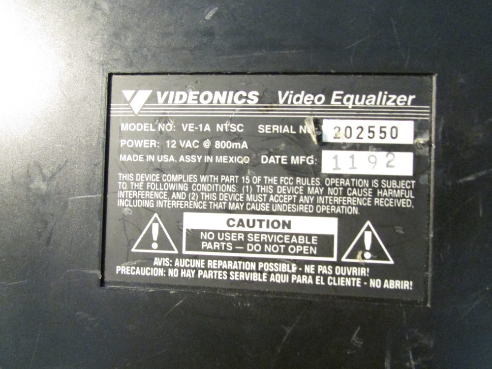 Videonics Video Equalizer Model VE-1A NTSC Audio Video Processor USEED WORKING