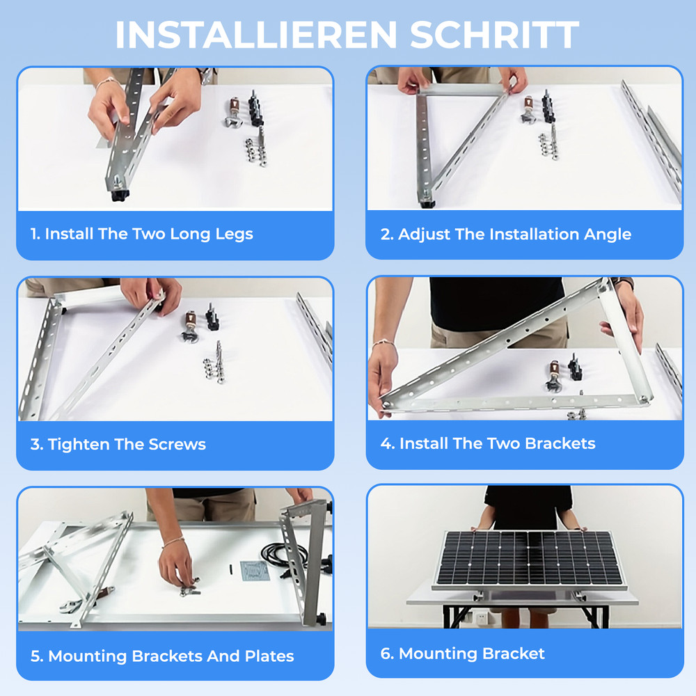 45in Adjustable Solar Panel Mounting Brackets Kit System for 8 Solar Panels