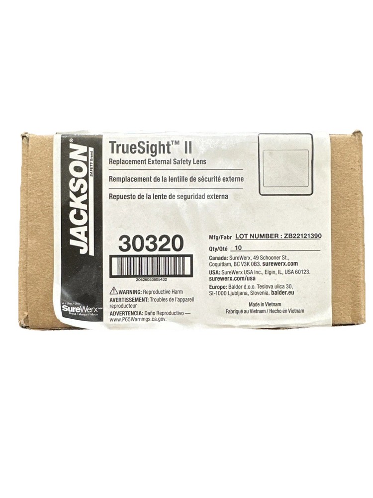 Jackson Safety 30320 Truesight II External Lens Replacement, 10-Pack