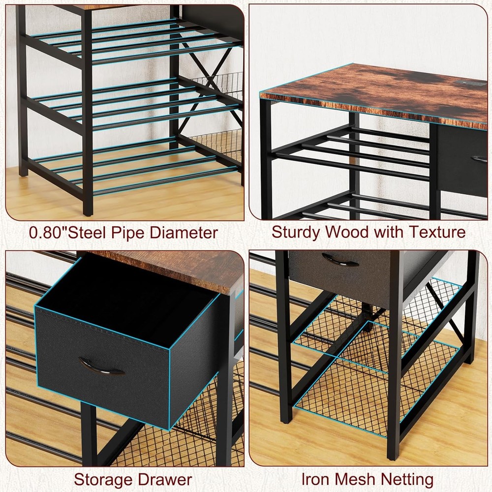 3D Printer Stand with Filament Storage Rack, 3D Printer Table with Power Outlet,