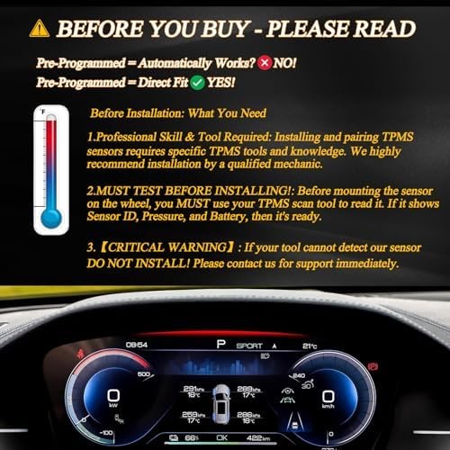 4-Pack GM TPMS Sensors 315MHz Pre-Programmed