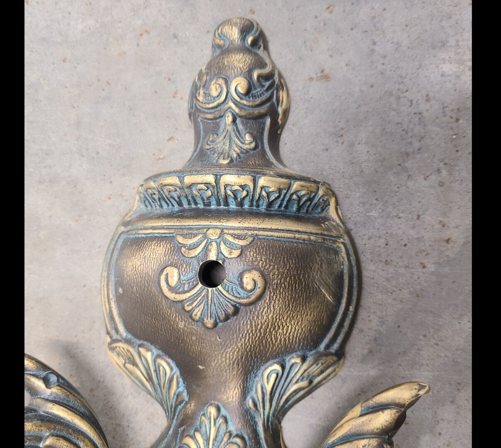 Ornate Antique solid brass double arm wall sconse