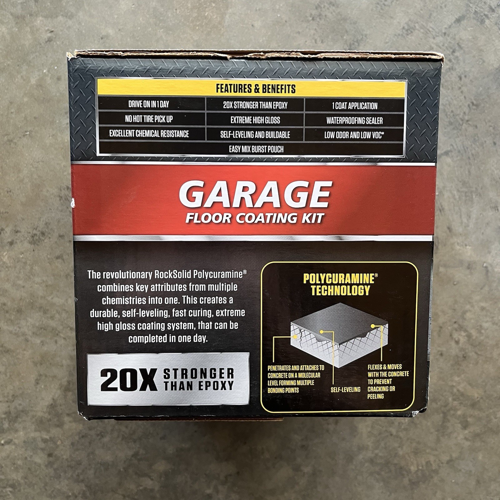 Rocksolid Garage Floor Coating Kit-60003, High Gloss 1-Car Garage Kit 90 Oz.