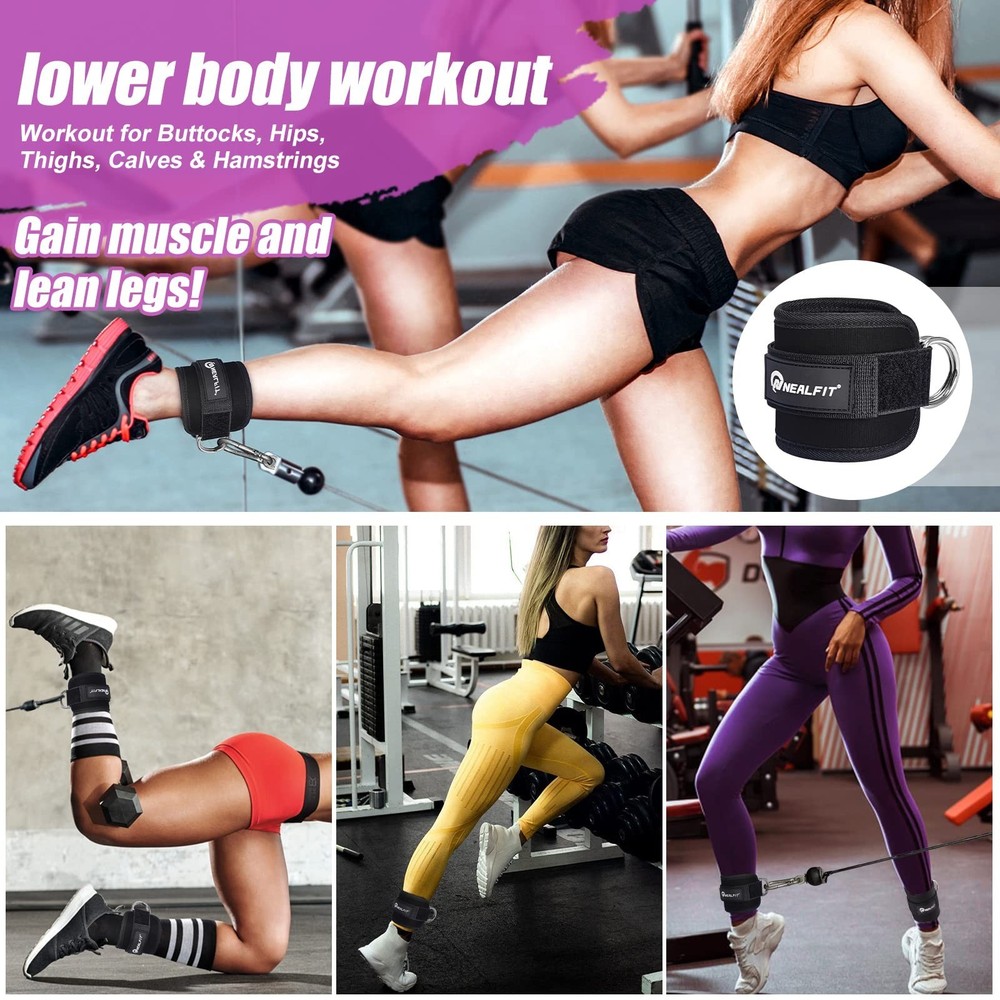 Ankle Strap for Cable Machine, Gym Ankle Cuff for Kickbacks, Leg Extensions, ...