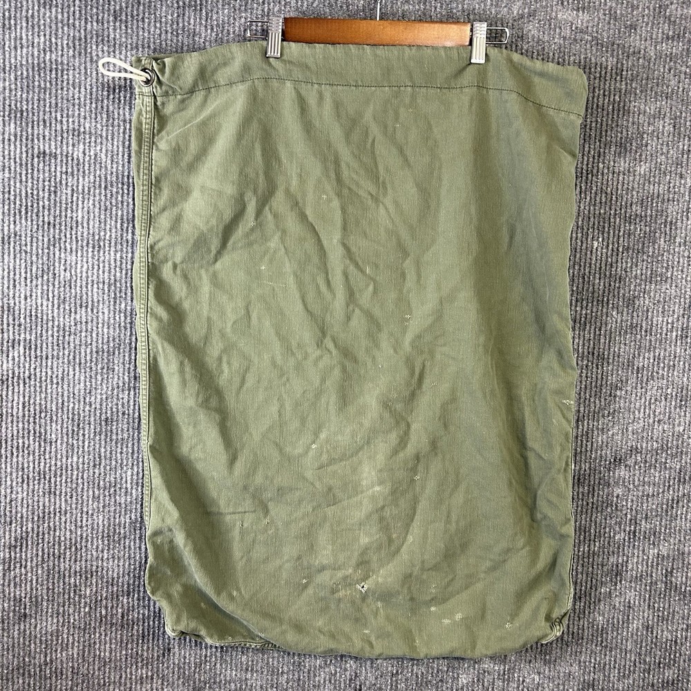 Vintage Military Laundry Bag Long 2 Green Drawstring
