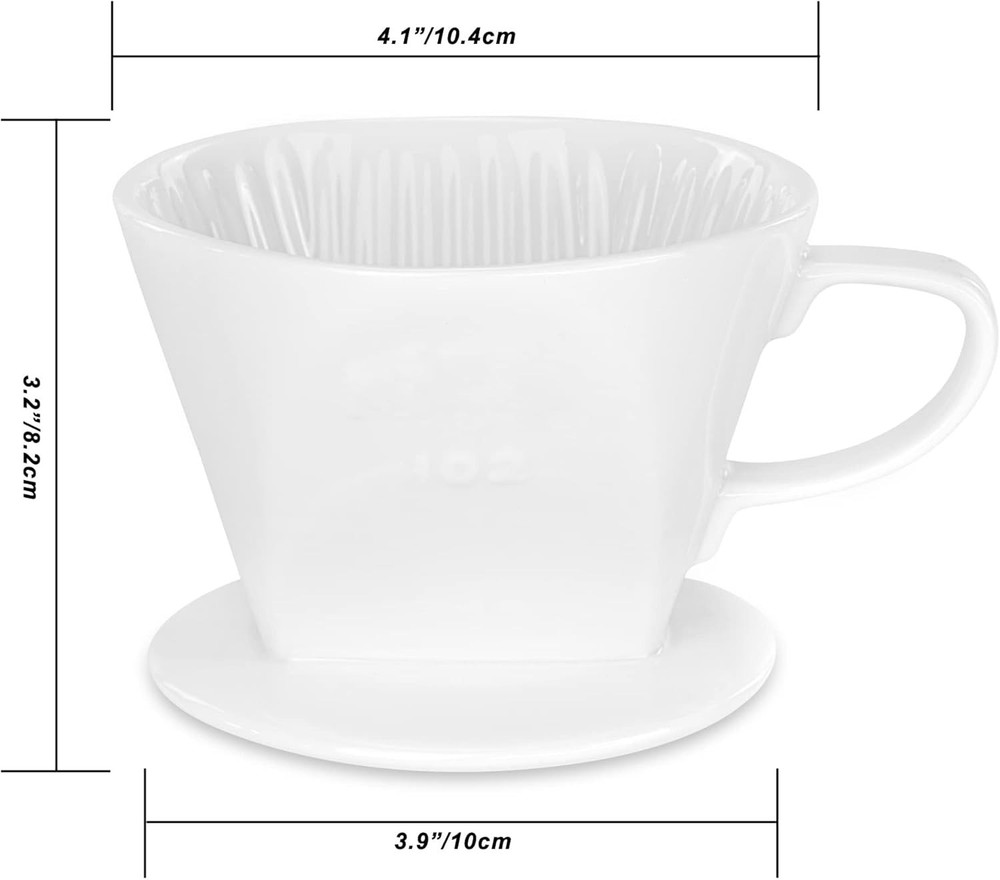 Pour Over Ceramic - Coffee Dripper Ceramic Coffee Maker with 3 Holes Flat Bot...