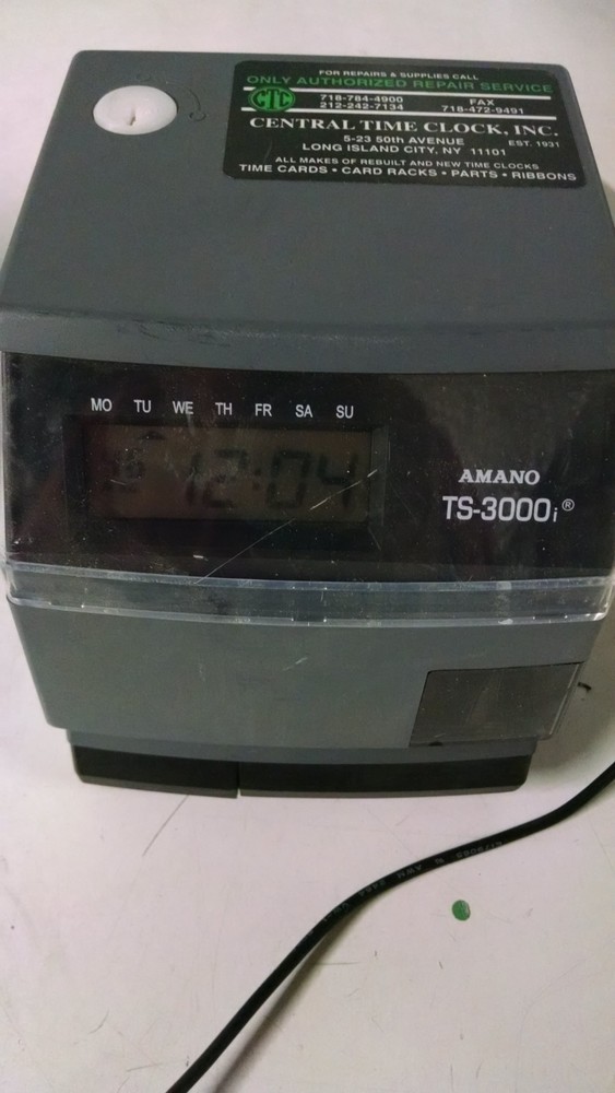 Amano TS-3000i Automatic Time Sync Web Clock WITH ATTACHED POWER CORD TESTED