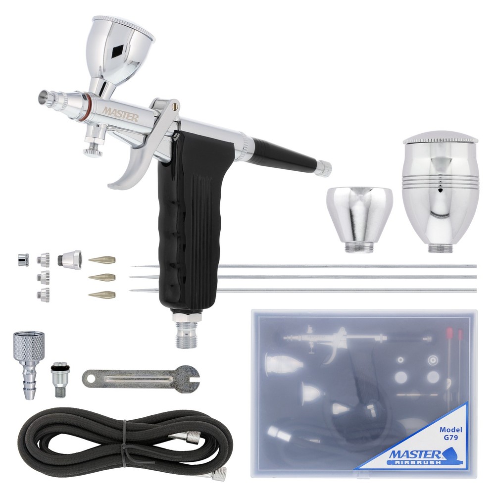 3 Tips 3 Cups G79 All-Purpose Gravity Dual-Action Spray Gun Trigger Airbrush