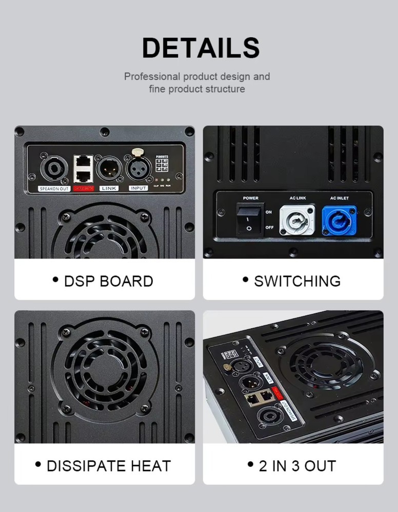 Audio Line Array 1200*2 4 Ohm 2Channels Class D Active Subwoofer Board Amplifier