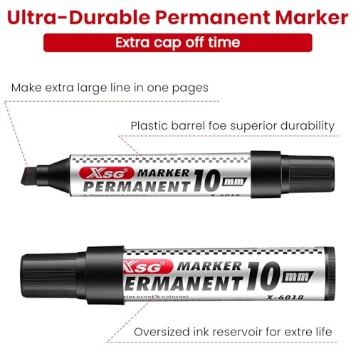 24pcs Extra Large Chisel Tip Black Thick Permanent Markers Set Jumbo Permanent