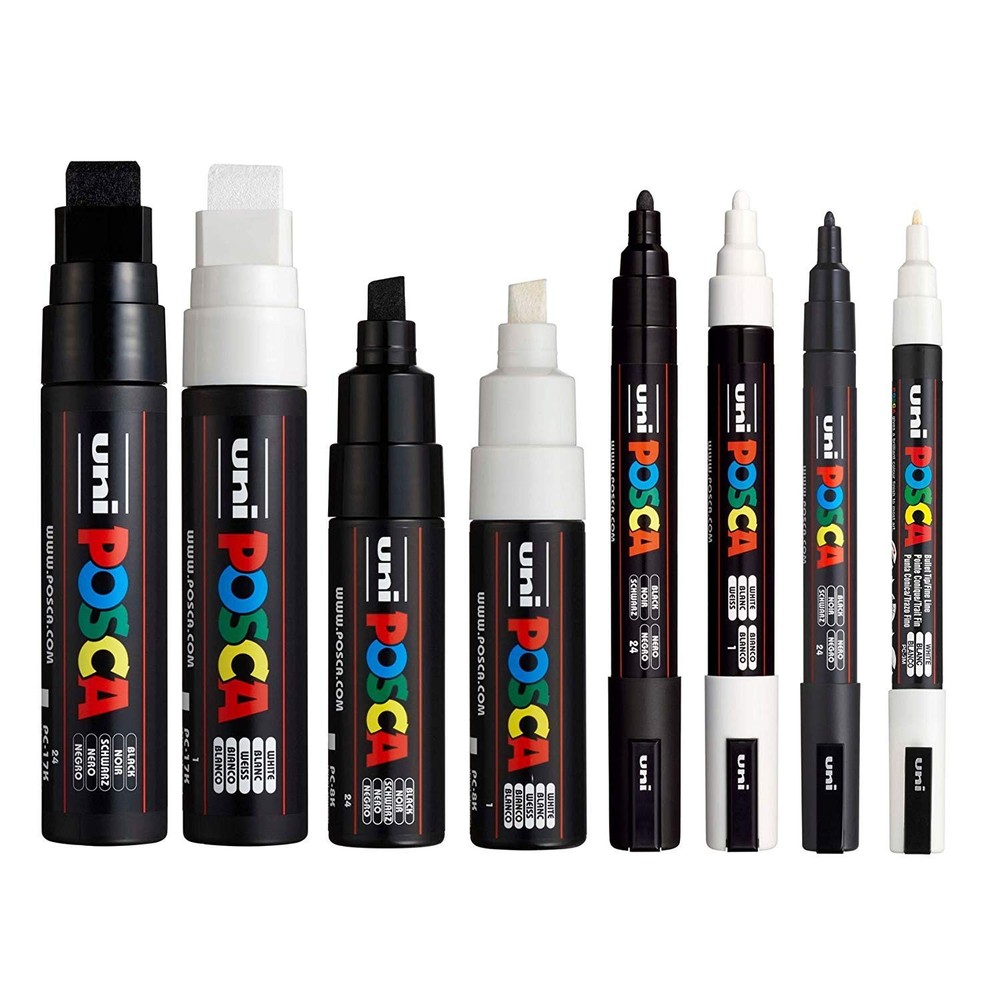 8 Pack PC-17K PC-8K PC-5M PC-3M Black & White Medium to Large