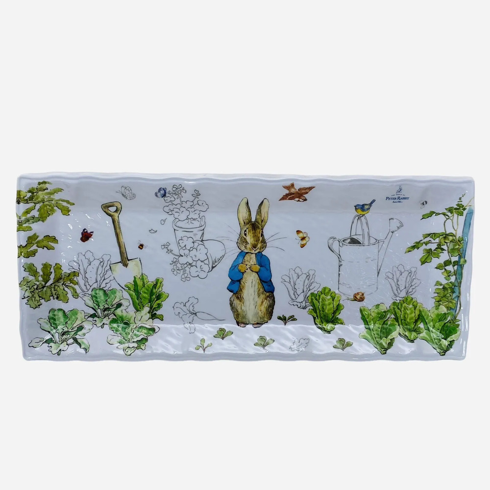 Beatrix Potter PETER RABBIT Spring Floral EASTER Serving Tray Platter 20” NEW