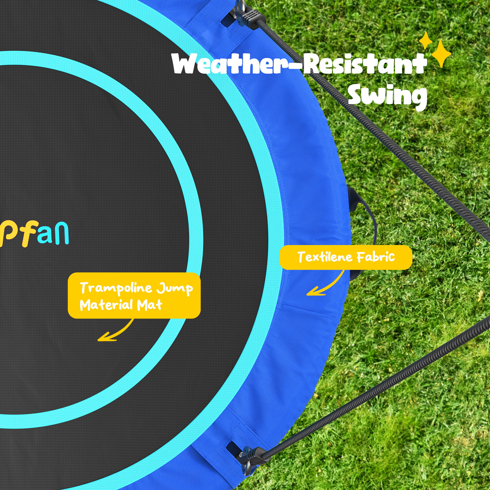 Hapfan 500lb 6.5ft Heavy Duty Metal Swing Set for Backyard with 50" Saucer Swing