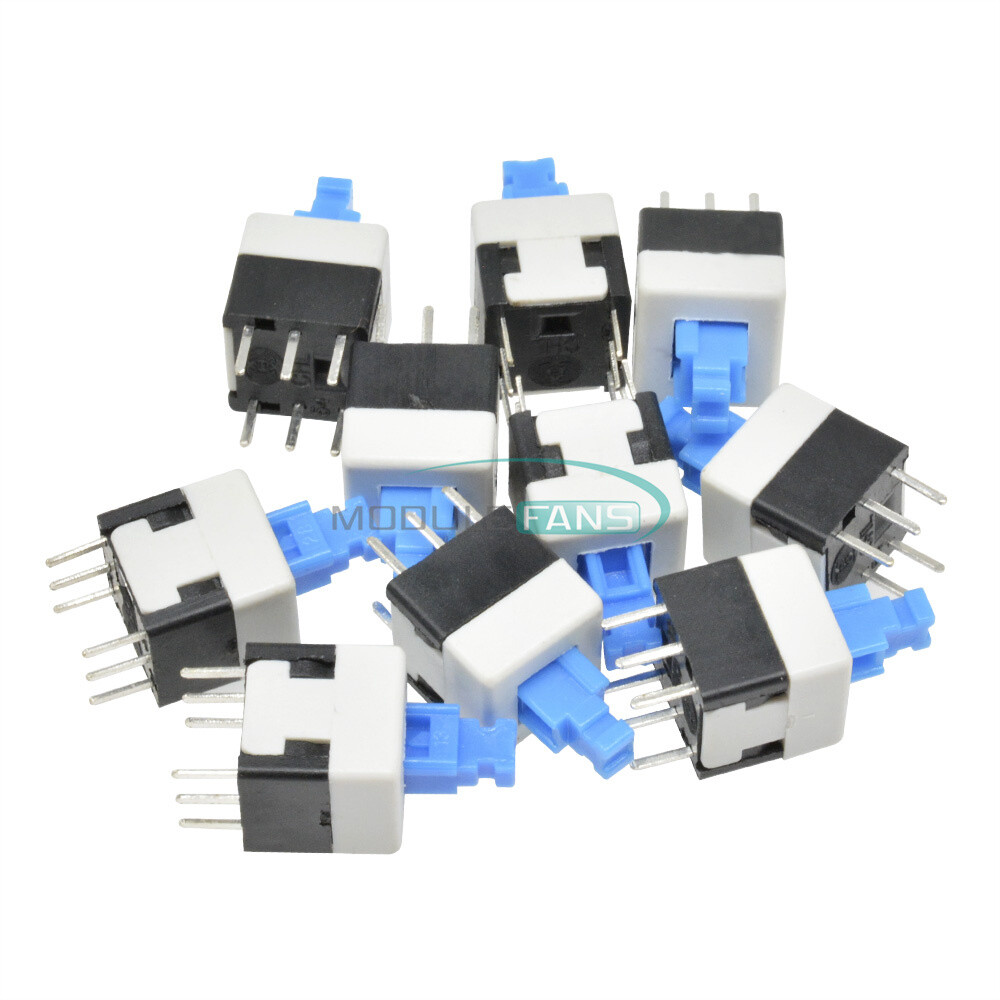 20PCS Blue Cap Self-locking Type Square Blue Button Switch Control 8X8mm