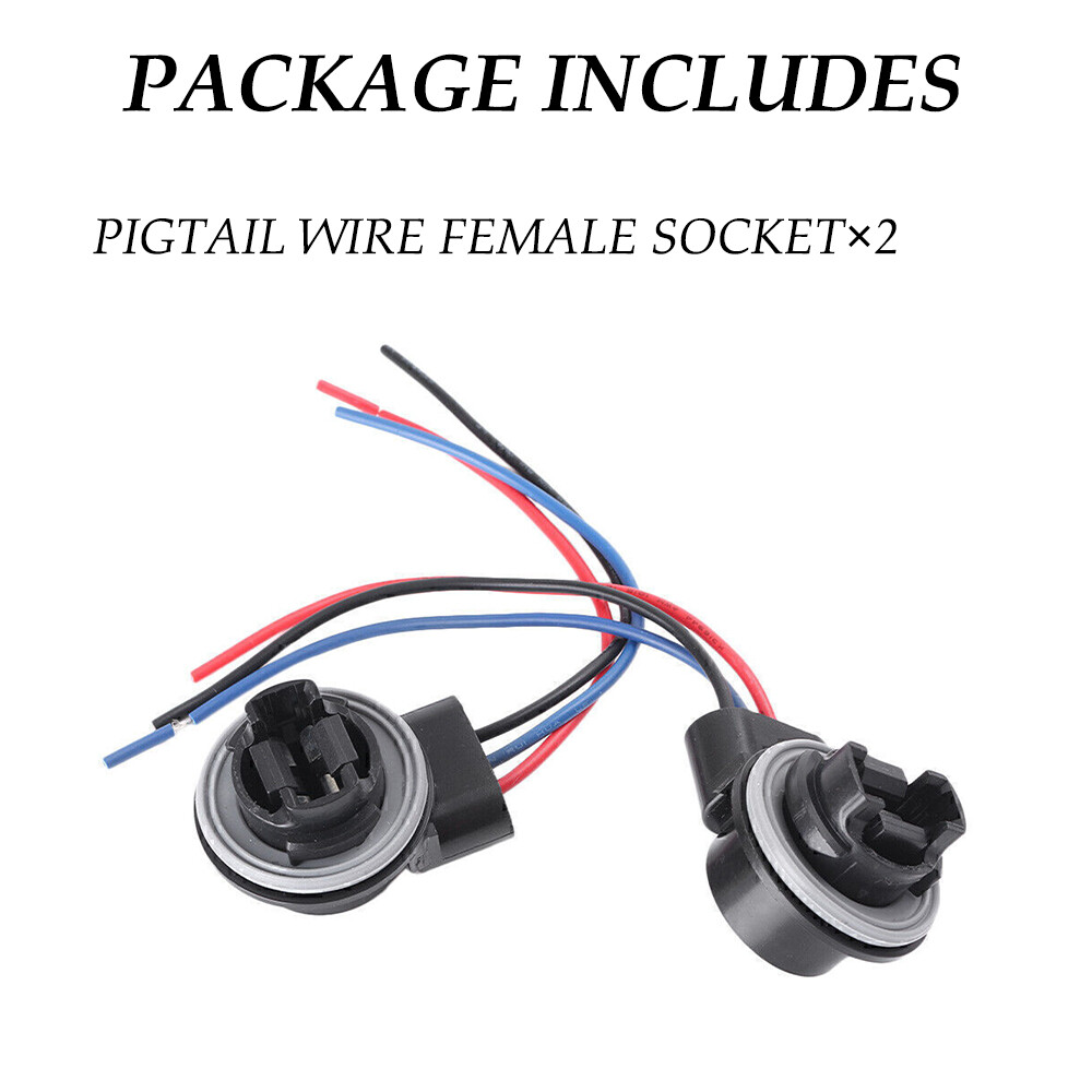Turn Signal Brake Tail Light Wire Harness for 3157 4157 Type Socket LED Bulb 2PC