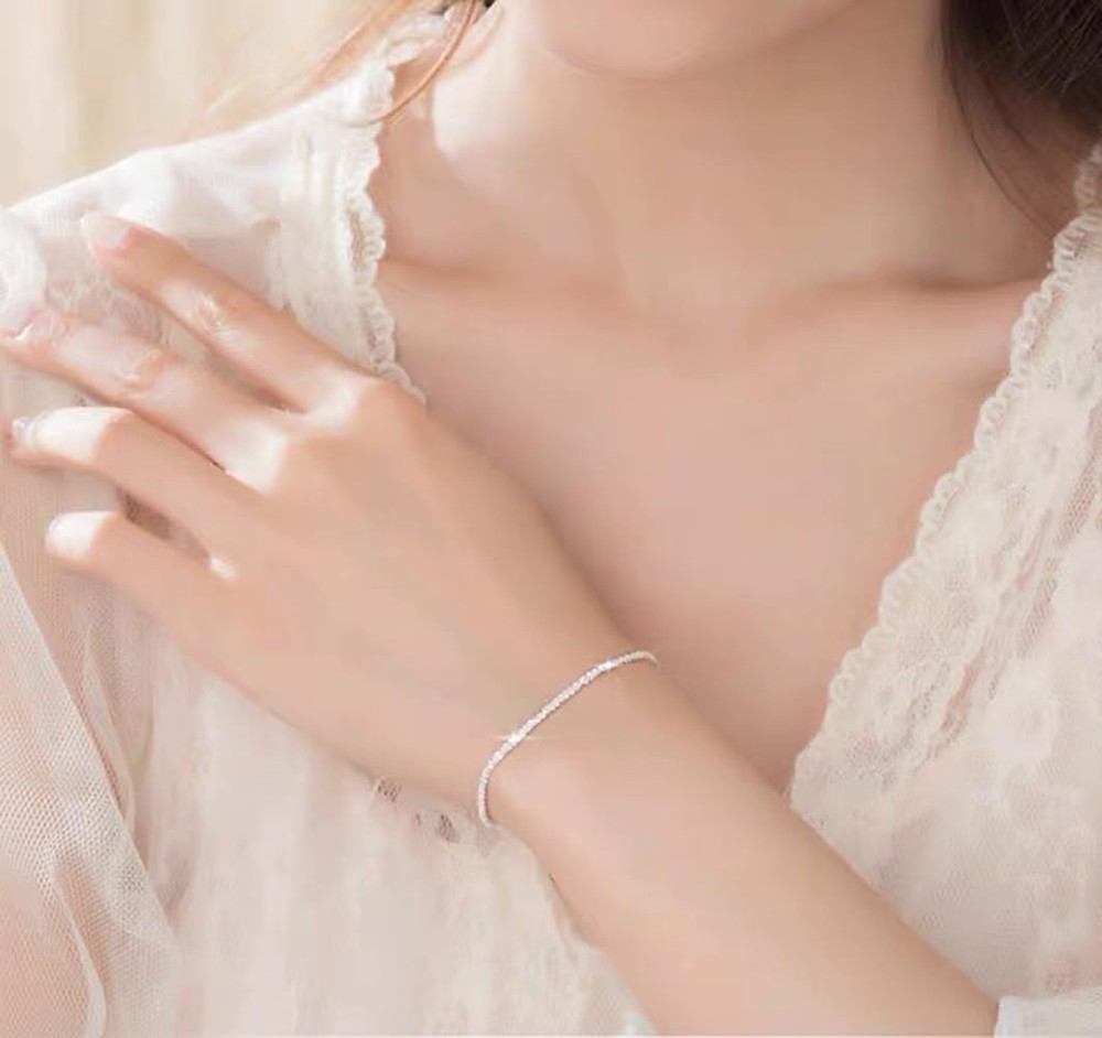 Silver Link Bracelet, Adjustable Chain Bracelets, Large, 1