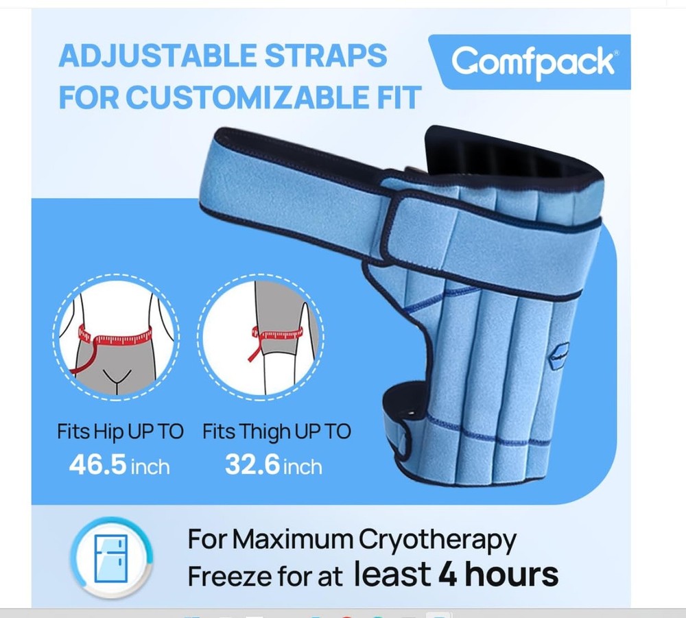 Hip Ice Pack Wrap, 2 Hours Long Lasting Cold for Hip Replacement Surgery, Fle...