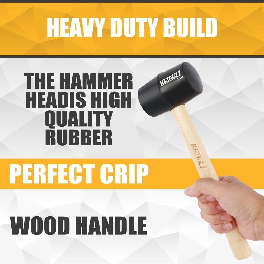 2-Pack Rubber Mallet Hammer Set, 8oz & 25mm Small Rubber Mallet Hammer Tool, ...