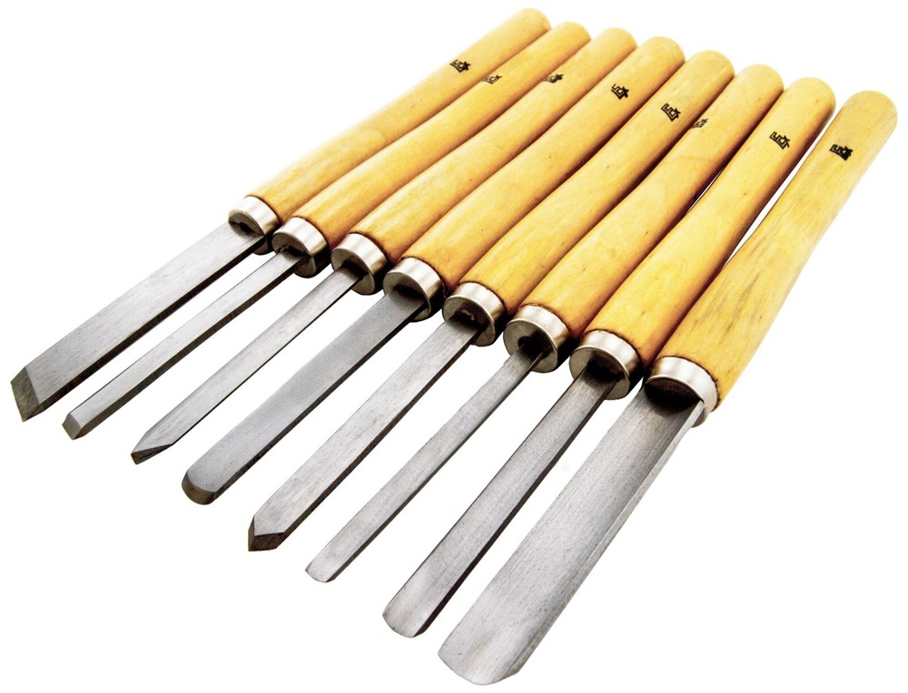 8 Piece Wood Chisel Set for Lathe Woodworking - Gouges, Skews, Parting Tool, etc