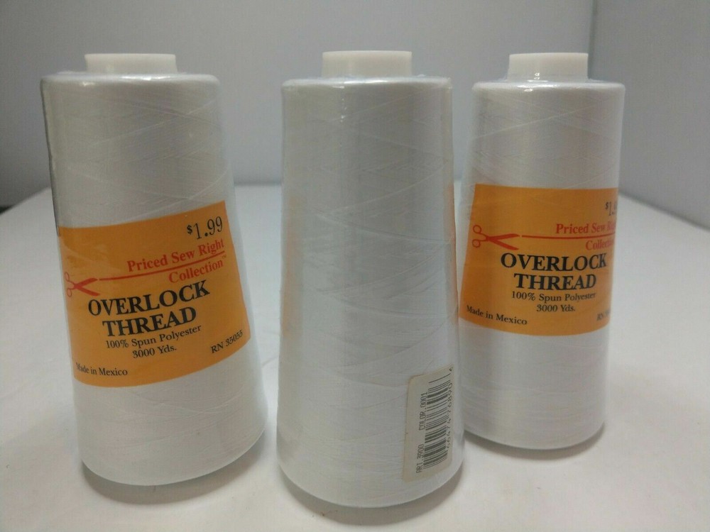 Overlock thread 100% Spun Polyester 3000 Yards Priced Sew Rlght 4 spools