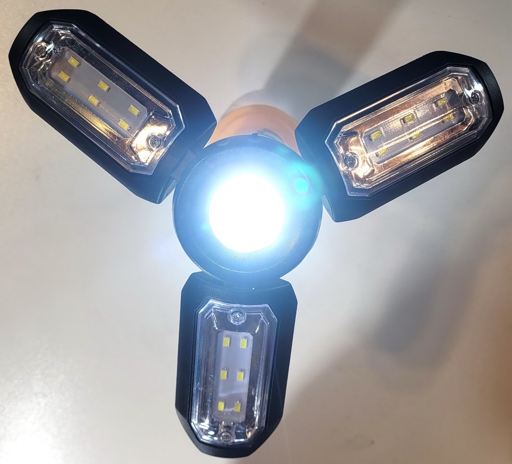 3-Panel LED Work Light with Flashlight Battery Inc 3 AAA Batteries