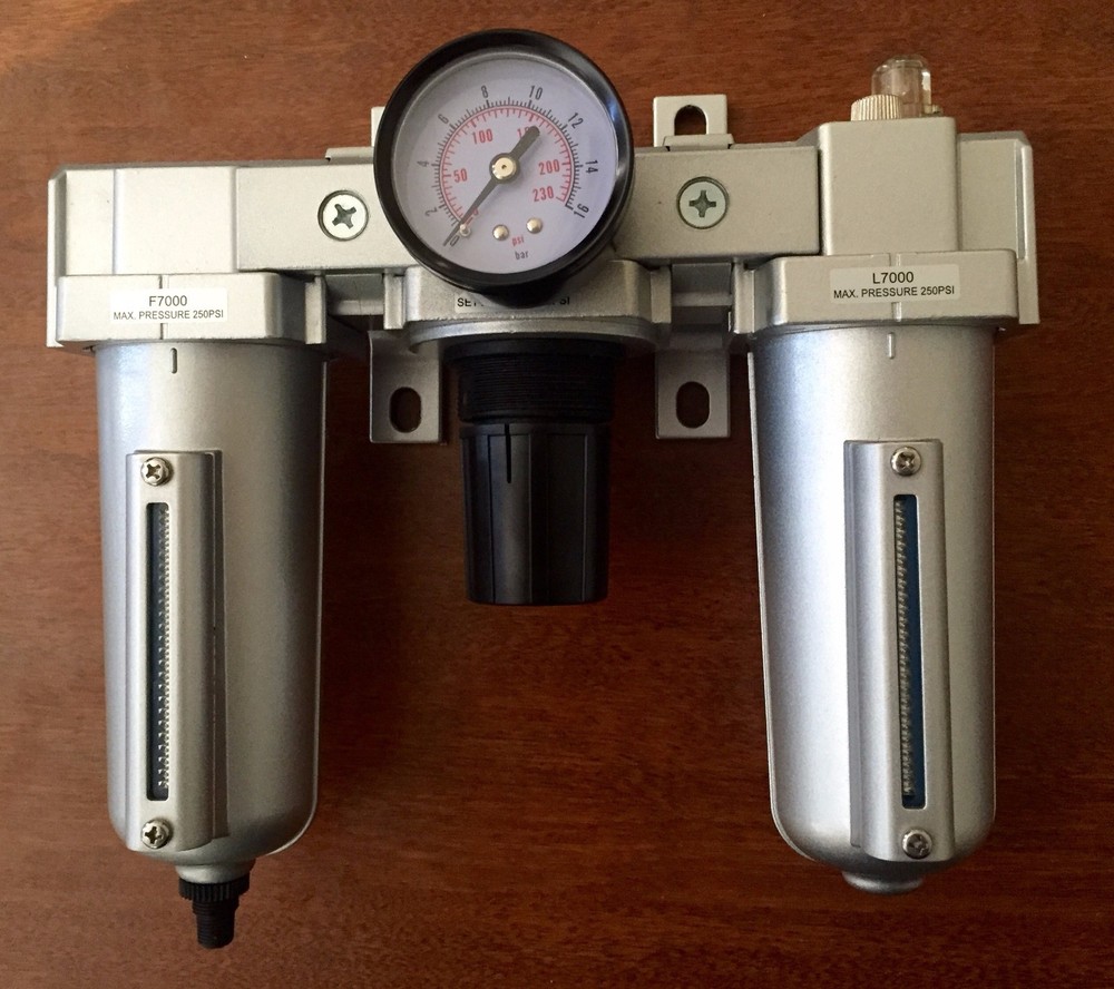 3/4" Air Filter Regulator Lubricator 3 pcs FRL Auto Drainer