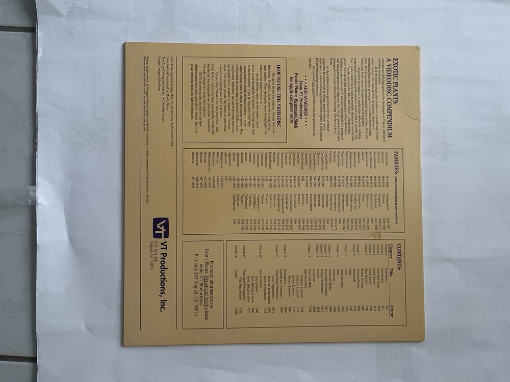 Exotic Plants Laserdisc A Videodisc Compendium RARE198