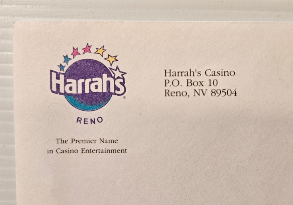 Harrah's Casino Reno Paper Envelope