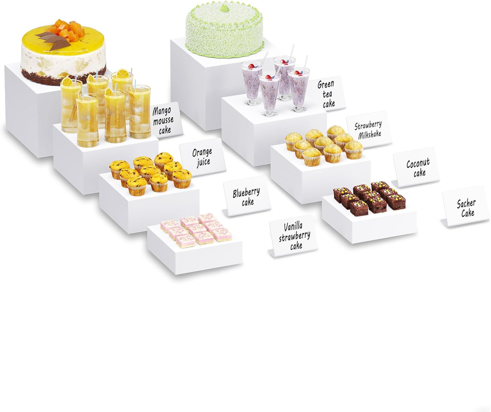 Food Risers for Buffet Table Display Stand for Catering Dessert Cube White 2 Set