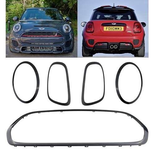 5pcs Front Grille Frame Surround Trim Headlight Taillight Trim Ring Black