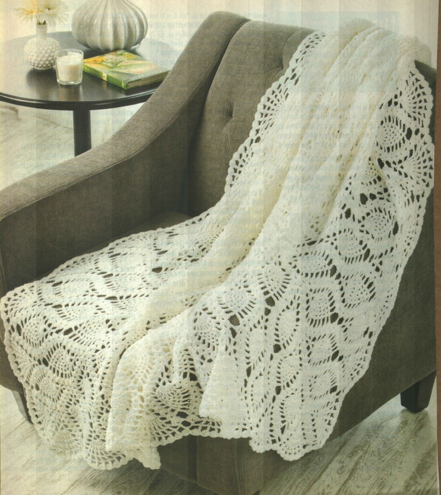PINEAPPLE DELIGHT THROW AFGHAN HOME DECOR CROCHET PATTERN INSTRUCTIONS