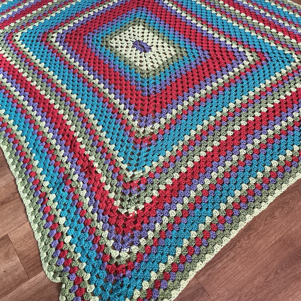 62 X 60”Vintage Handmade Pastel Afghan Blanket Throw