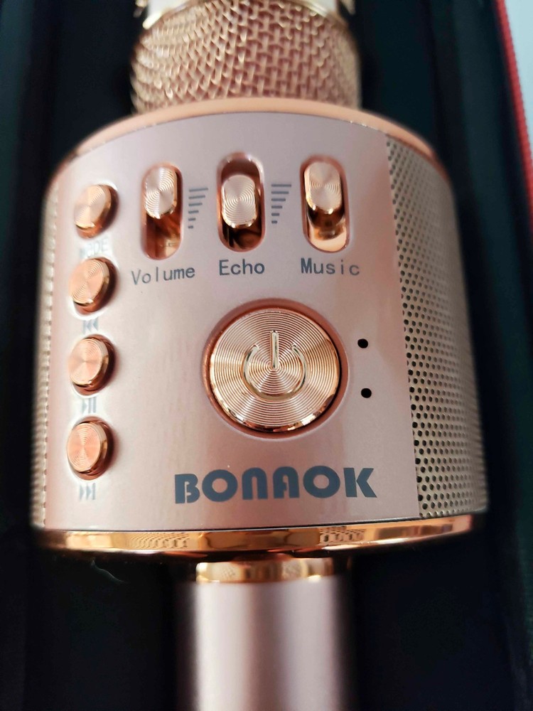 BONAOK Wireless Bluetooth Karaoke Microphone Rose Gold