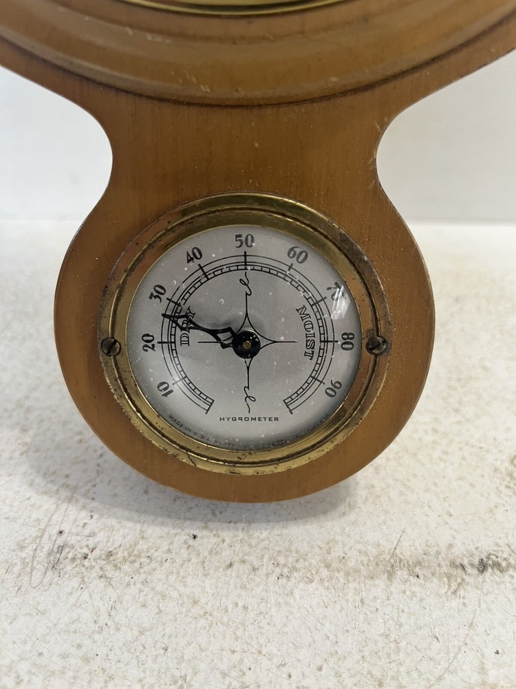 - Wall Mounted Genuine Mahogany Thermometer Barometer Hygrometer Untested