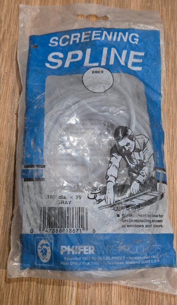 Phifer Screen Spline 0.160" D X 25' ft. L Gray