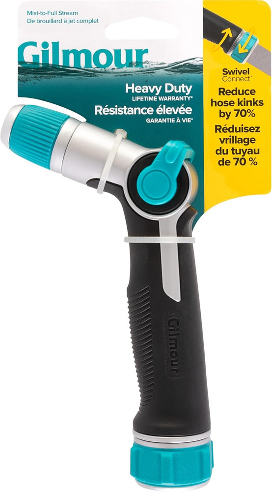Medium Duty Thumb Control Garden Hose Nozzle with Adjustable Spray Pattern, Wate