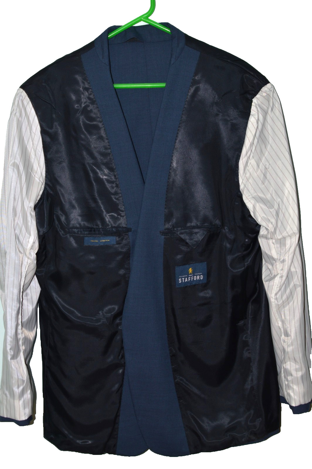 Llike New (2Pc Suit 50L 50 Long L) STAFFORD Blue Wool Travel Suit 46x29.5