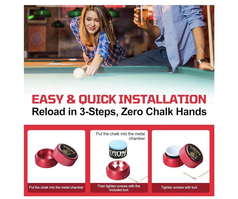 TAOM Pool Chalk Holder Round Shaped Practical Tool Billiards Accessories