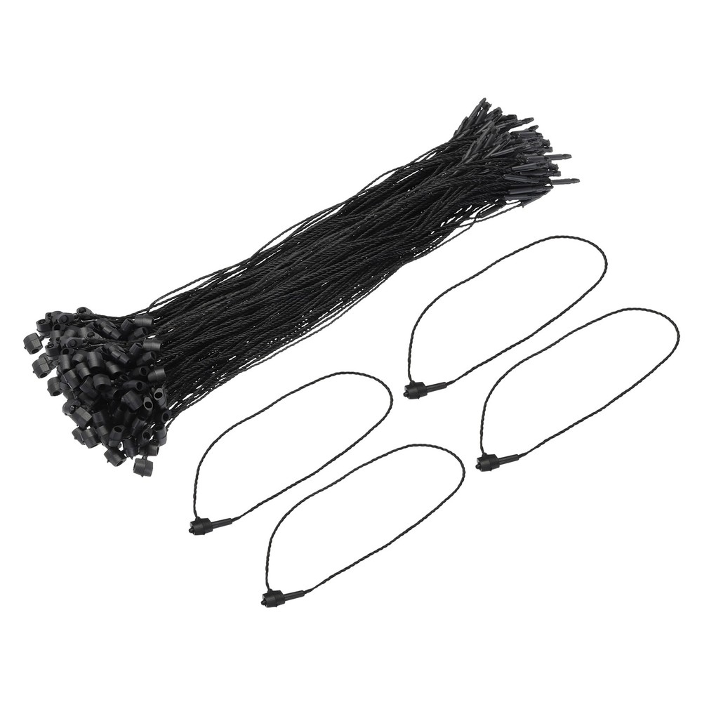 Polyester Rope Hang Tag String Snap Lock 200mm,0.5mm 200 Pcs,Black