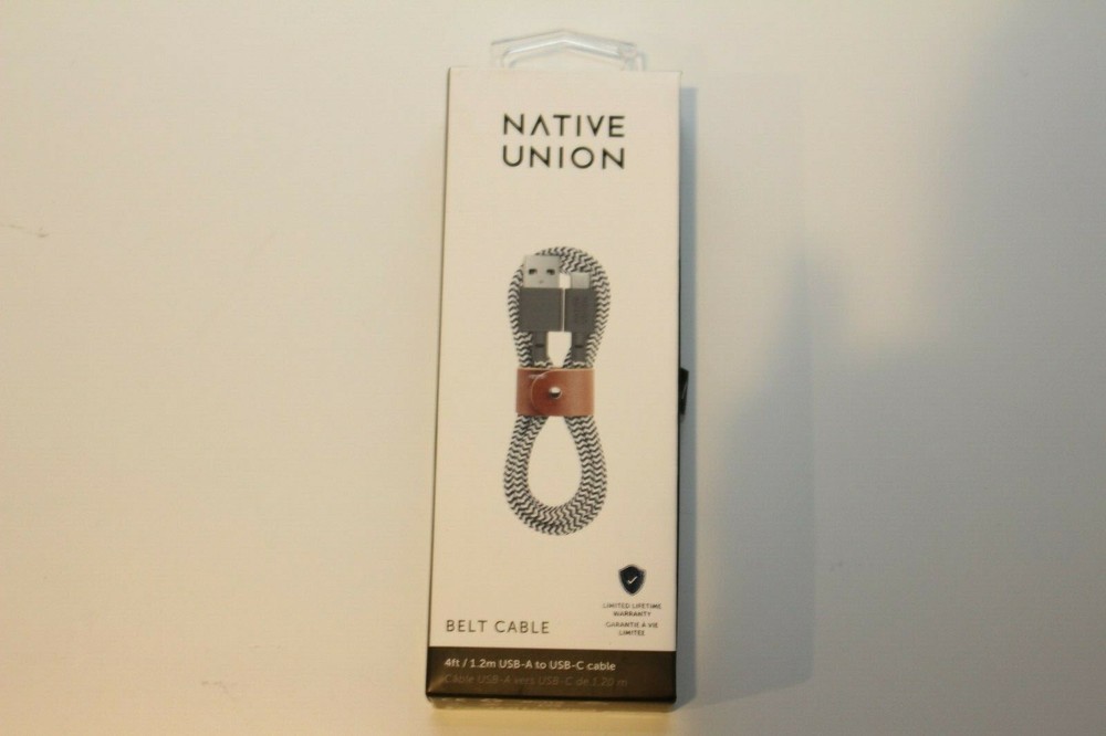 Native Union Belt Cable 4' USB-C to USB-A Cable - Zebra OPEN BOX