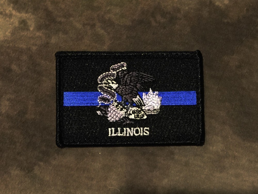 Thin Blue Line ILLINOIS State Flag Patch, Law Enforcement
